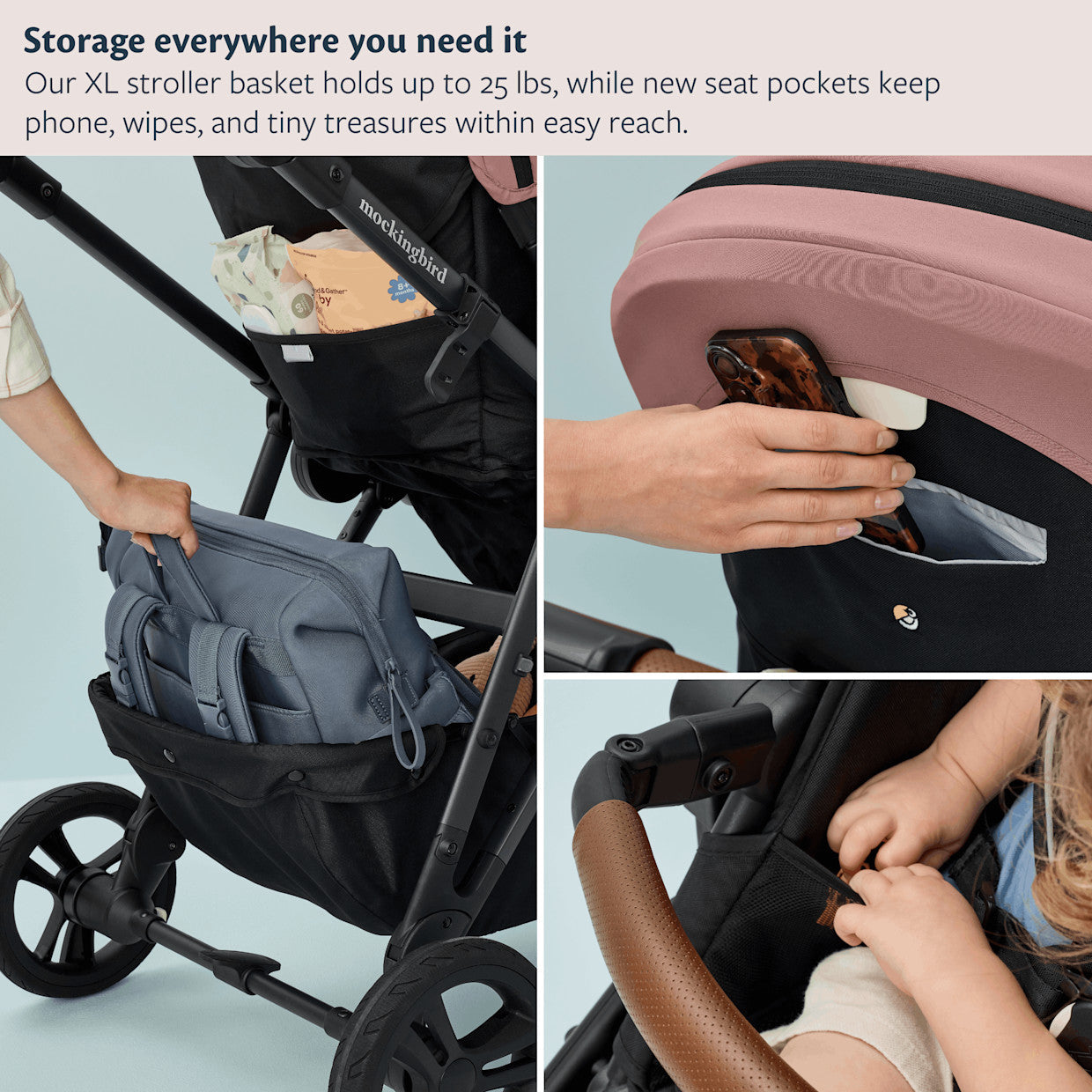 Mockingbird Single-to-Double Stroller 3 Point 0 - Birth to Toddler With Lie-Flat Bassinet and Forty Car Seat Adapters
