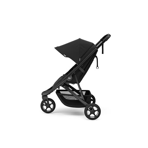 Thule Spring 2 lightweight single child stroller with ventilated canopy, adjustable handlebar, and compact fold for easy transport.