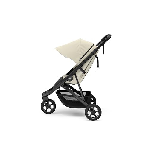 Thule Spring 2 single child stroller with ventilated canopy, adjustable handlebar, lightweight design, and compact fold.