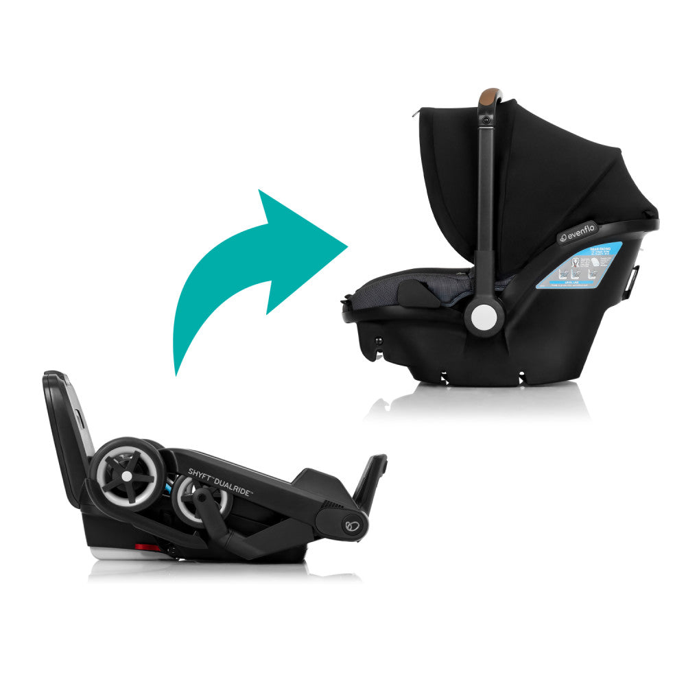 Evenflo Shyft DualRide w/ Carryall Storage Infant Car Seat + Stroller