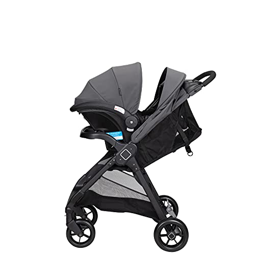 Safety 1st Smooth Ride Travel System stroller with OnBoard FLX infant car seat, large canopy, foldable frame, and ample storage.
