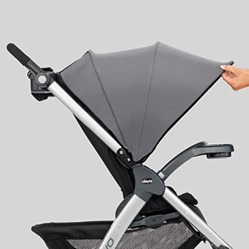 Chicco Bravo 3-in-1 Trio Travel System with Black stroller, KeyFit 30 infant car seat, and base, featuring quick-fold design.