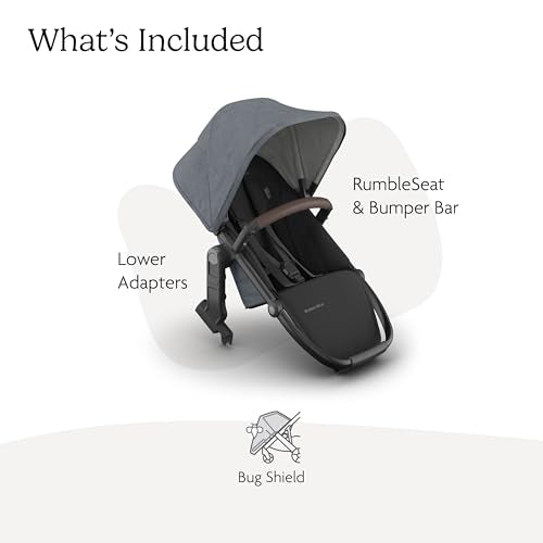 UPPAbaby RumbleSeat V3 second lower all-weather seat with magnetic buckle and adapters, compatible with Vista V2 and V3, in Declan color.