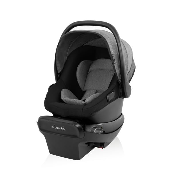 Evenflo Shyft Intuiti Travel System with Revolve180 LiteMax NXT infant car seat in Fossil Gray, lightweight and rear-facing for preemies and babies