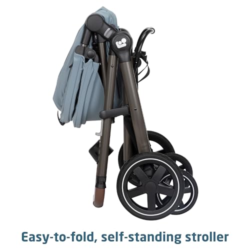 Maxi-Cosi Zelia Luxe 5-in-1 modular travel system with stroller and car seat, suitable for infants and toddlers.