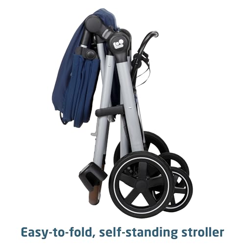 Maxi-Cosi Zelia Luxe 5-in-1 modular travel system with stroller, car seat, and accessories for versatile baby travel.