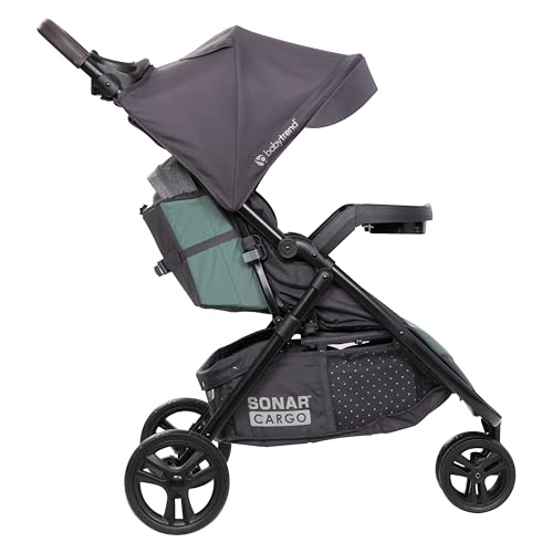 Baby Trend Passport cargo stroller with pink bamboo fabric and EZ-Lift infant car seat, featuring a sleek, compact design.