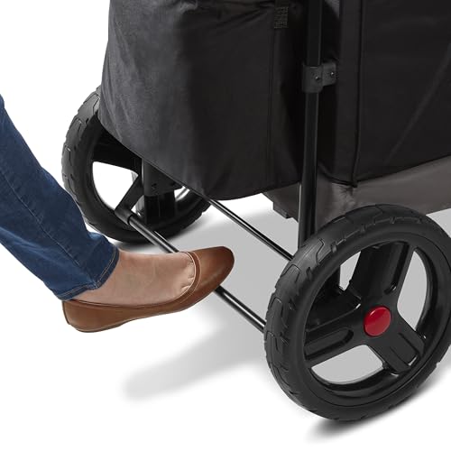 Red Radio Flyer wagon for kids, toddler stroller and rolling beach cart with wheels, suitable for children age 1+ years.