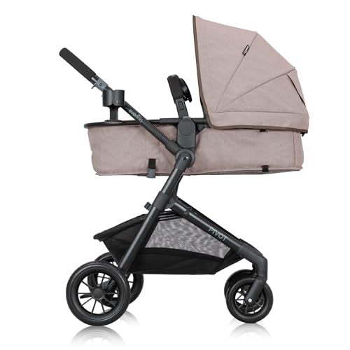 Evenflo Pivot Modular Travel System with LiteMax Preemie and Infant Car Seat in casual gray, featuring stroller and car seat attachments