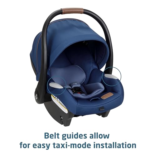 Maxi-Cosi Zelia Luxe 5-in-1 modular travel system with stroller, car seat, and accessories in a cityscape setting