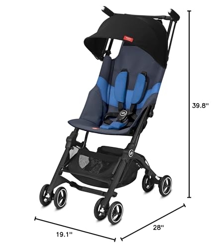 My Store gb Pockit+ All-Terrain lightweight travel stroller with canopy and reclining seat in Velvet Black, compact and portable design.
