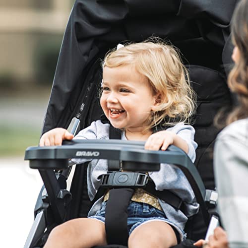 Chicco Bravo 3-in-1 travel system with quick-fold stroller, KeyFit 30 infant car seat, and base in Camden/Black color.