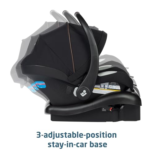 Maxi-Cosi Zelia Luxe 5-in-1 travel system with stroller and car seat, featuring sleek design and adjustable components.