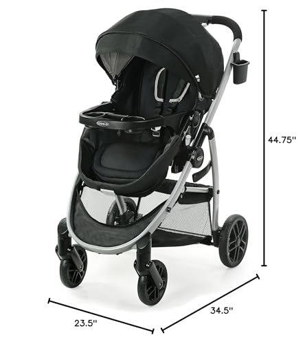 Graco Modes Pramette travel system with infant SnugRide 35 car seat and toddler stroller in Ellington, showing modular car seat and stroller features.