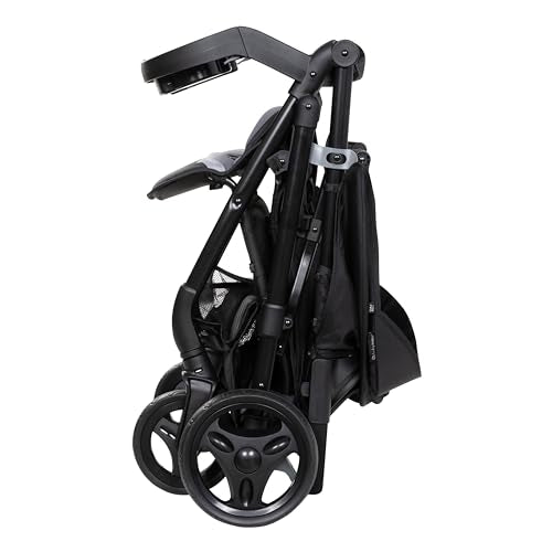 Baby Trend Passport cargo stroller with pink bamboo fabric and EZ-Lift Plus infant car seat, featuring a compact travel system.