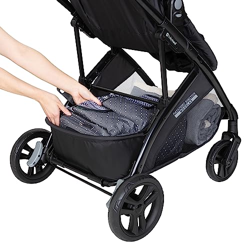 Baby Trend Passport Switch 6-in-1 stroller travel system with EZ-Lift infant car seat in Dash Black, showing the stroller and car seat.