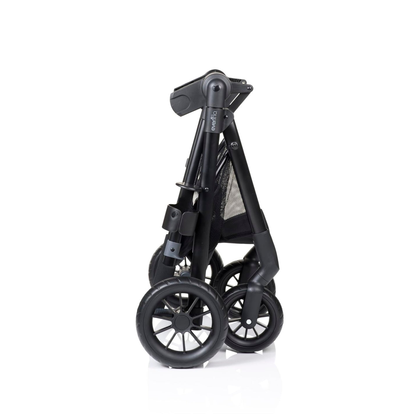 Evenflo Pivot Modular Travel System with LiteMax Preemie and Infant Car Seat in casual gray, showing the stroller and car seat together.