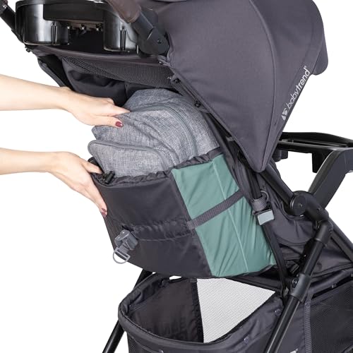 Pink Bamboo Baby Trend Passport cargo stroller with EZ-Lift Plus infant car seat, featuring a sleek, lightweight travel system.