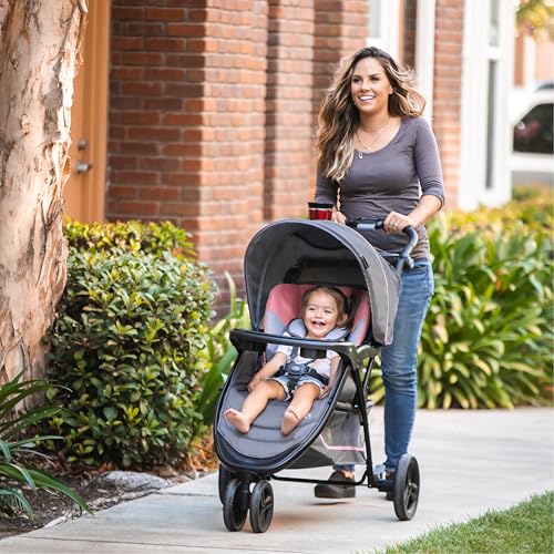 Baby Trend EZ Ride Travel System With EZ Lift Infant Car Seat Dash Pink One Hand Fold All Terrain Wheels