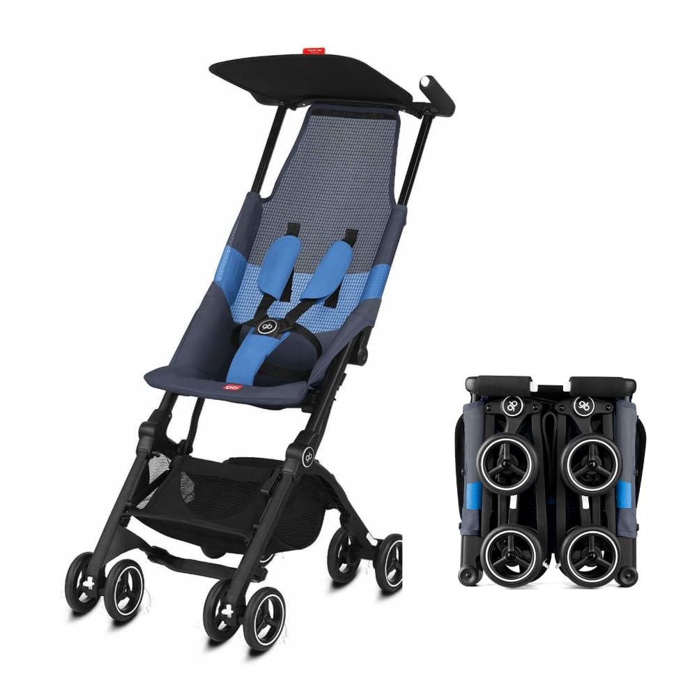 My Store gb Pockit+ All-Terrain lightweight travel stroller with canopy and reclining seat in velvet black, compact and easy to fold.