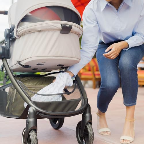 Maxi-Cosi Zelia Luxe 5-in-1 modular travel system with stroller, car seat, and accessories for versatile baby travel.