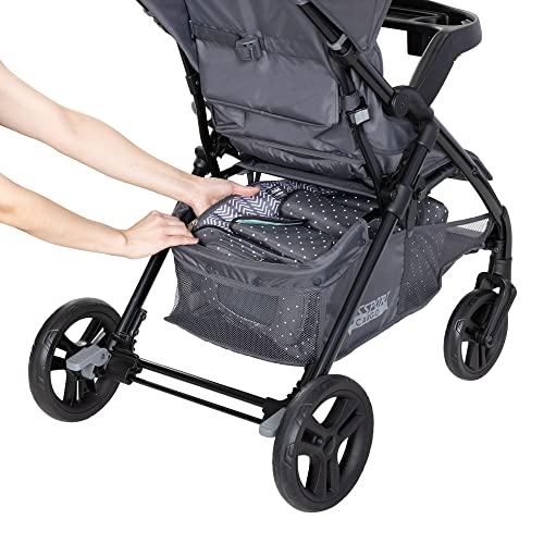 Baby Trend Passport Cargo stroller travel system with pink bamboo infant car seat and EZ-Lift Plus feature, suitable for babies.