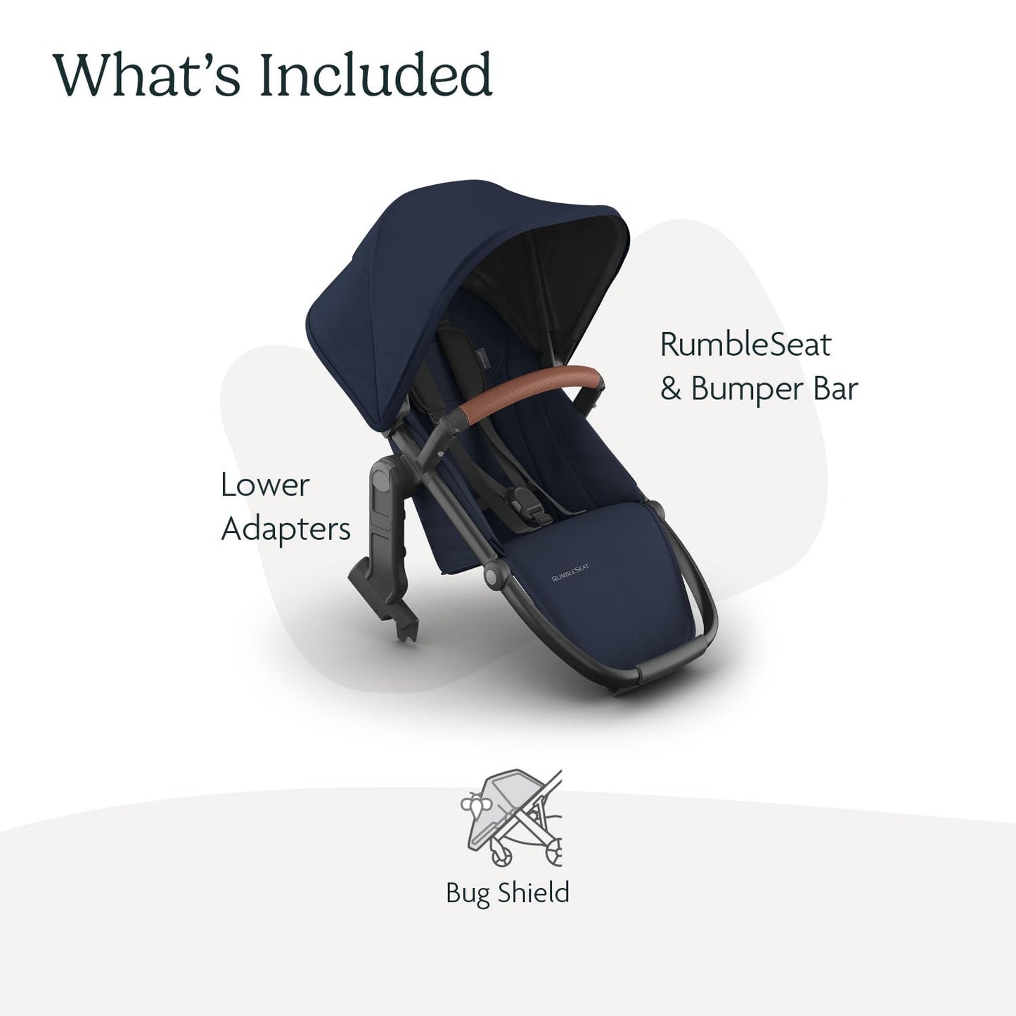 UPPAbaby RumbleSeat V3 second lower all-weather seat with magnetic buckle for Vista V2 and V3, in Declan Oat Mélange with silver frame