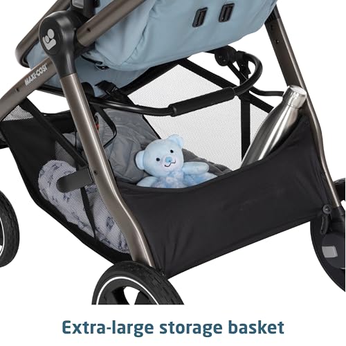 Maxi-Cosi Zelia™ Luxe 5-in-1 modular travel system with stroller and car seat, featuring sleek design and versatile functionality.