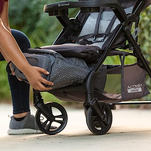 Baby Trend Passport cargo stroller with pink bamboo fabric and EZ-Lift infant car seat, ready for travel and outings.