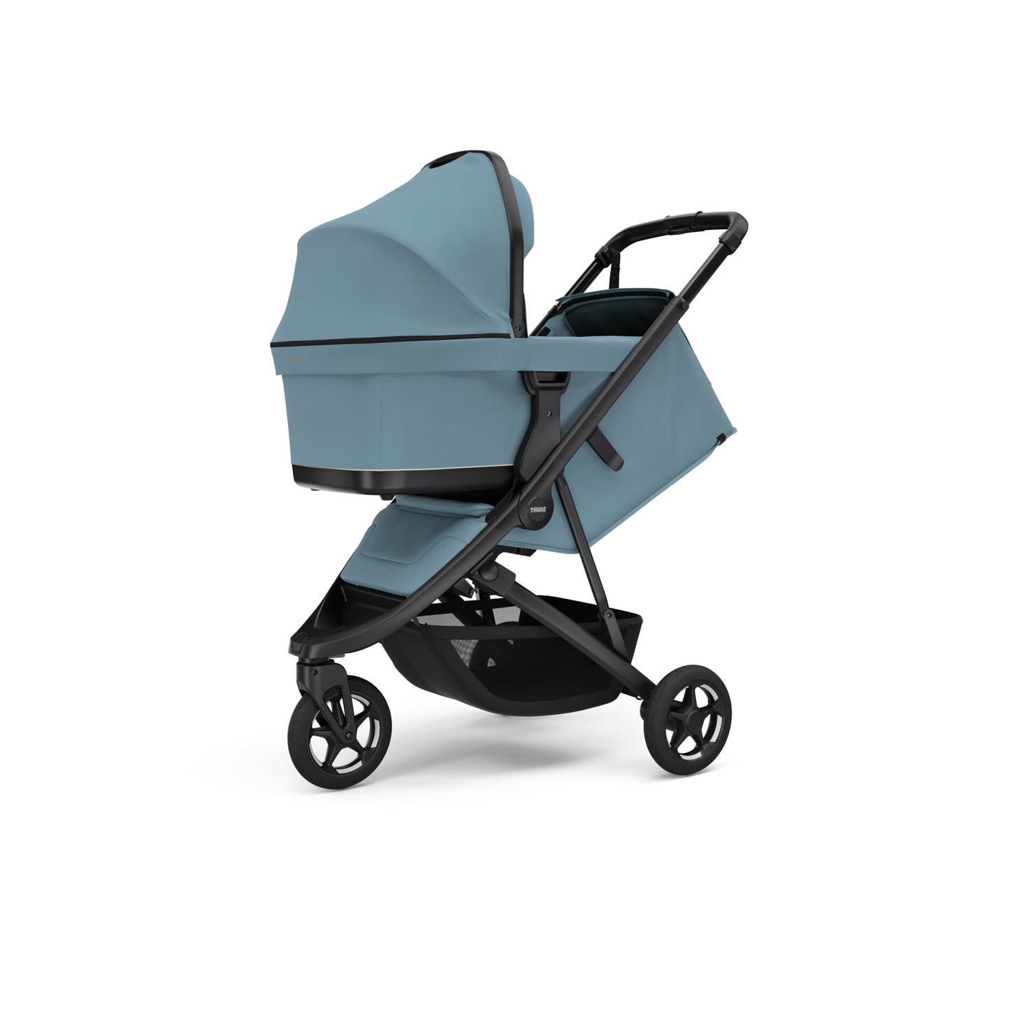 My Store Thule Spring 2 single child stroller with ventilated canopy, adjustable handlebar, lightweight design, and compact fold.