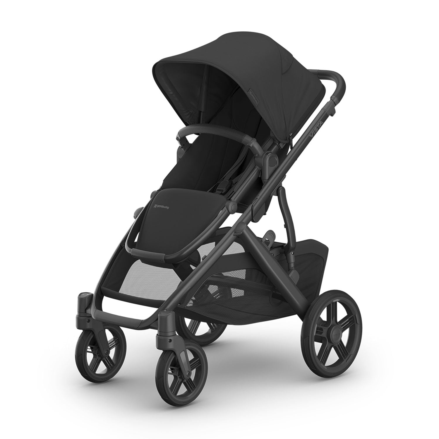 UPPAbaby Vista V3 convertible stroller for baby and toddler, charcoal frame, all-wheel suspension, XL basket, travel system compatible.