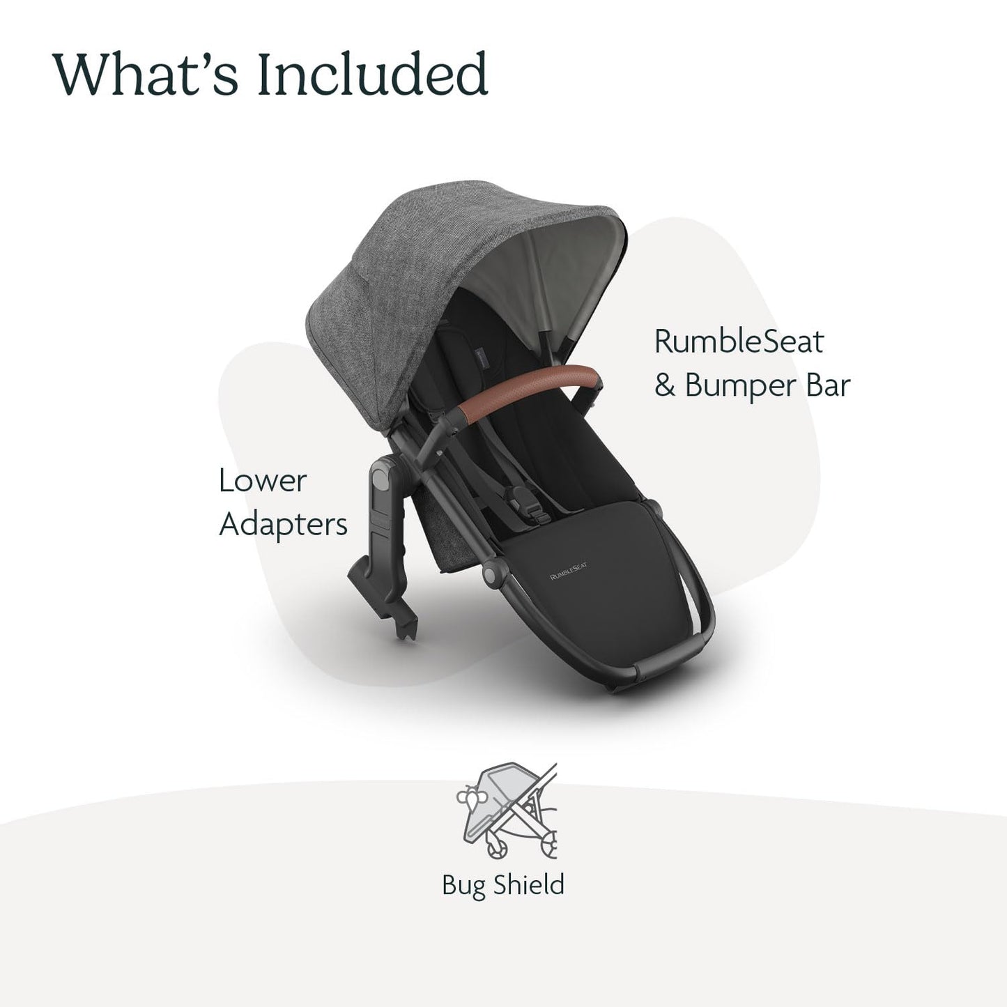 UPPAbaby RumbleSeat V3 all-weather lower seat with magnetic buckle, compatible with Vista V2 and V3, in Declan oat mélange fabric.