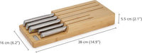 Joseph Joseph Elevate Kitchen Knives 5-piece Japanesse Stainless Steel Knife Set with, in Drawer Bamboo Block Organiser Tray thumbnail 5