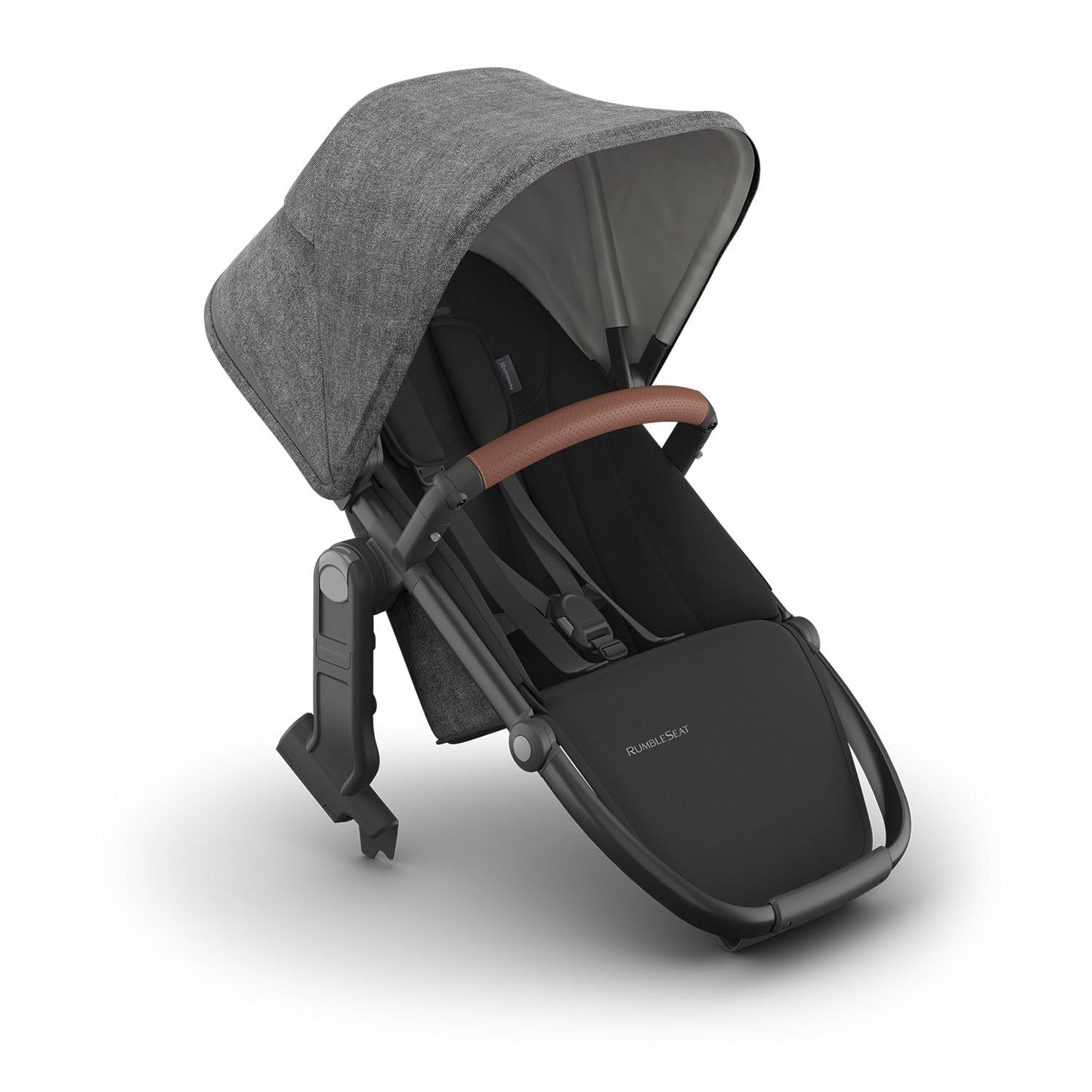 UPPAbaby RumbleSeat V3 second lower seat for Vista stroller, all-weather, with magnetic buckle, adapters included, in Declan oatmeal color.