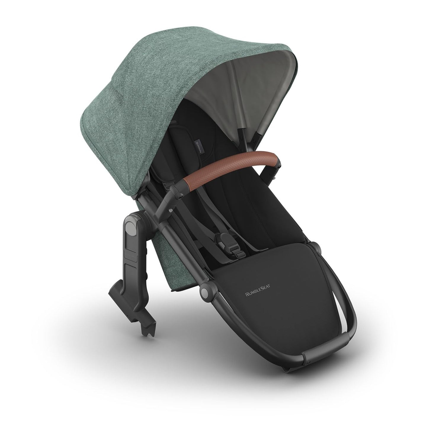 UPPAbaby RumbleSeat V3 second lower all-weather seat with magnetic buckle on silver frame, compatible with Vista V2/V3, in Declan color