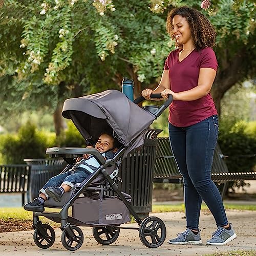 Baby Trend Passport cargo stroller with EZ-Lift infant car seat in pink bamboo, featuring a compact travel system for babies.