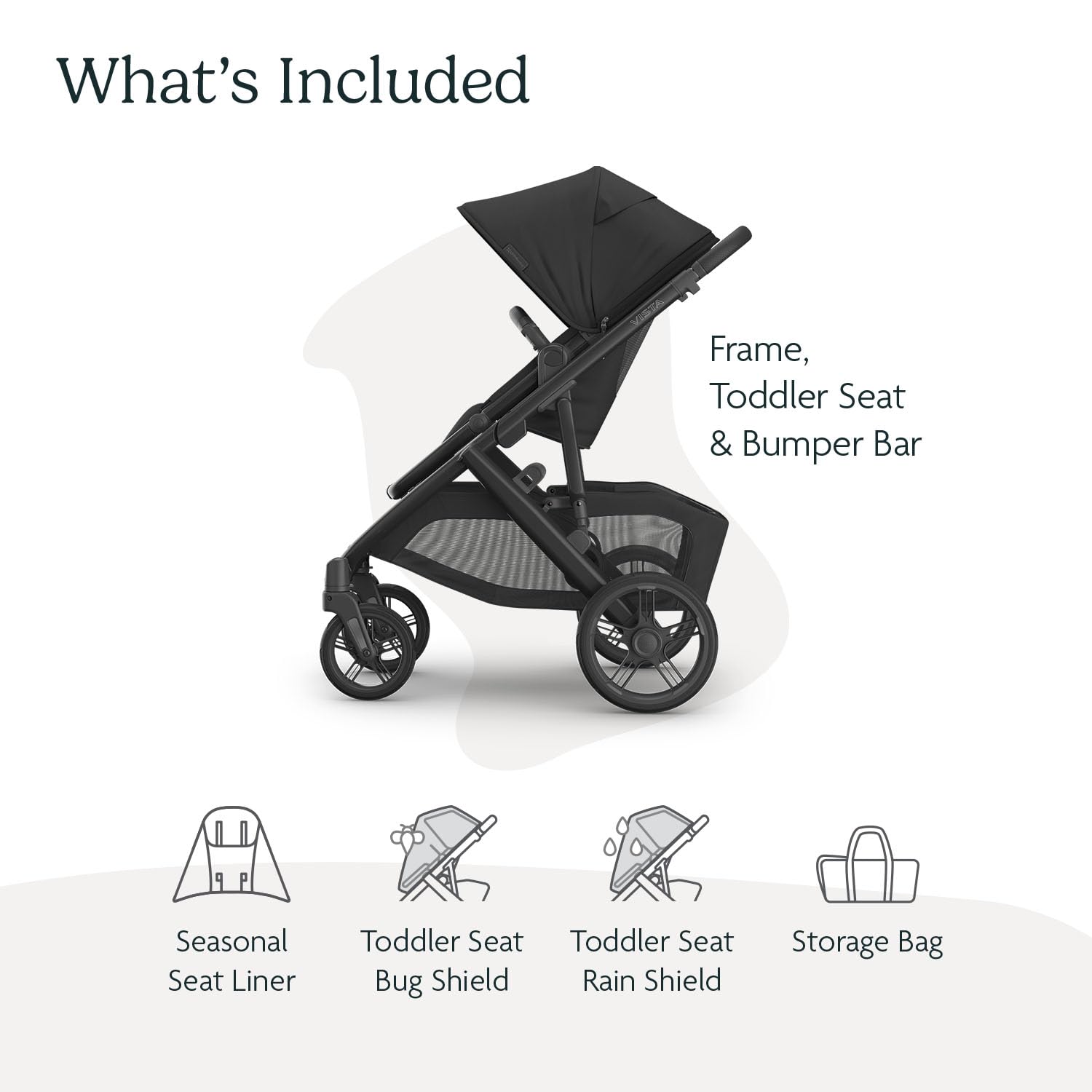 UPPAbaby Vista V3 stroller for baby and toddler, Charcoal frame, all-wheel suspension, large basket, convertible single-to-double.