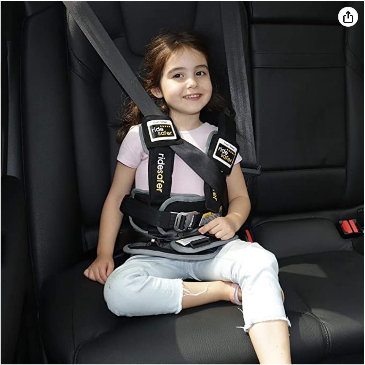 RideSafer Portable Car Seat Small Black Lightweight For Travel And Everyday Child Safety