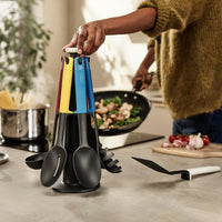 Joseph Joseph Elevate - Kitchen tools & gadgets Carousel 6-Piece Utensil Set with rotating stand, Ergonomic silicone handles, non stick head- Blue Multicolour thumbnail 2