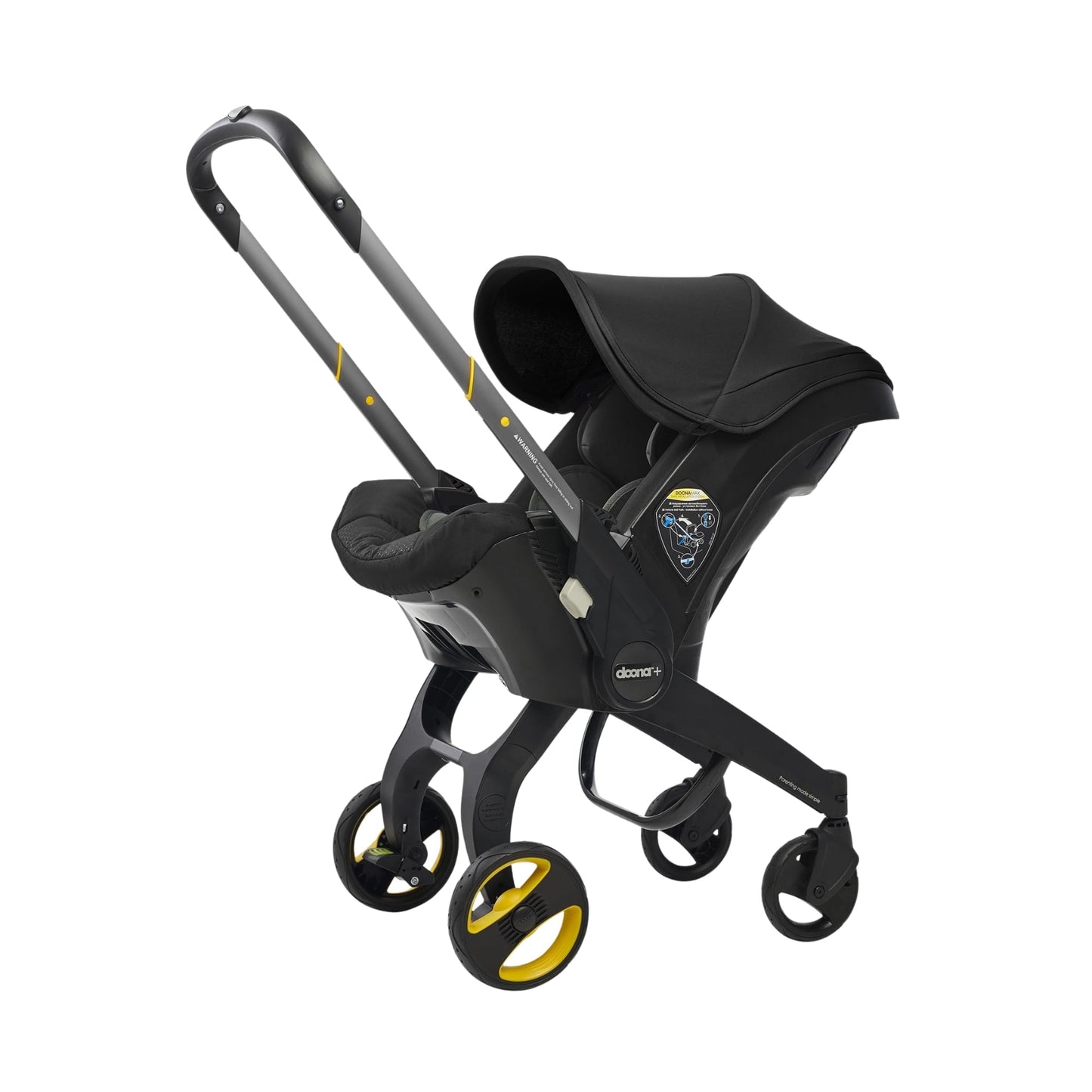My Store Doona car seat and stroller in slate green, all-in-one travel system with adjustable handle and safety harness.