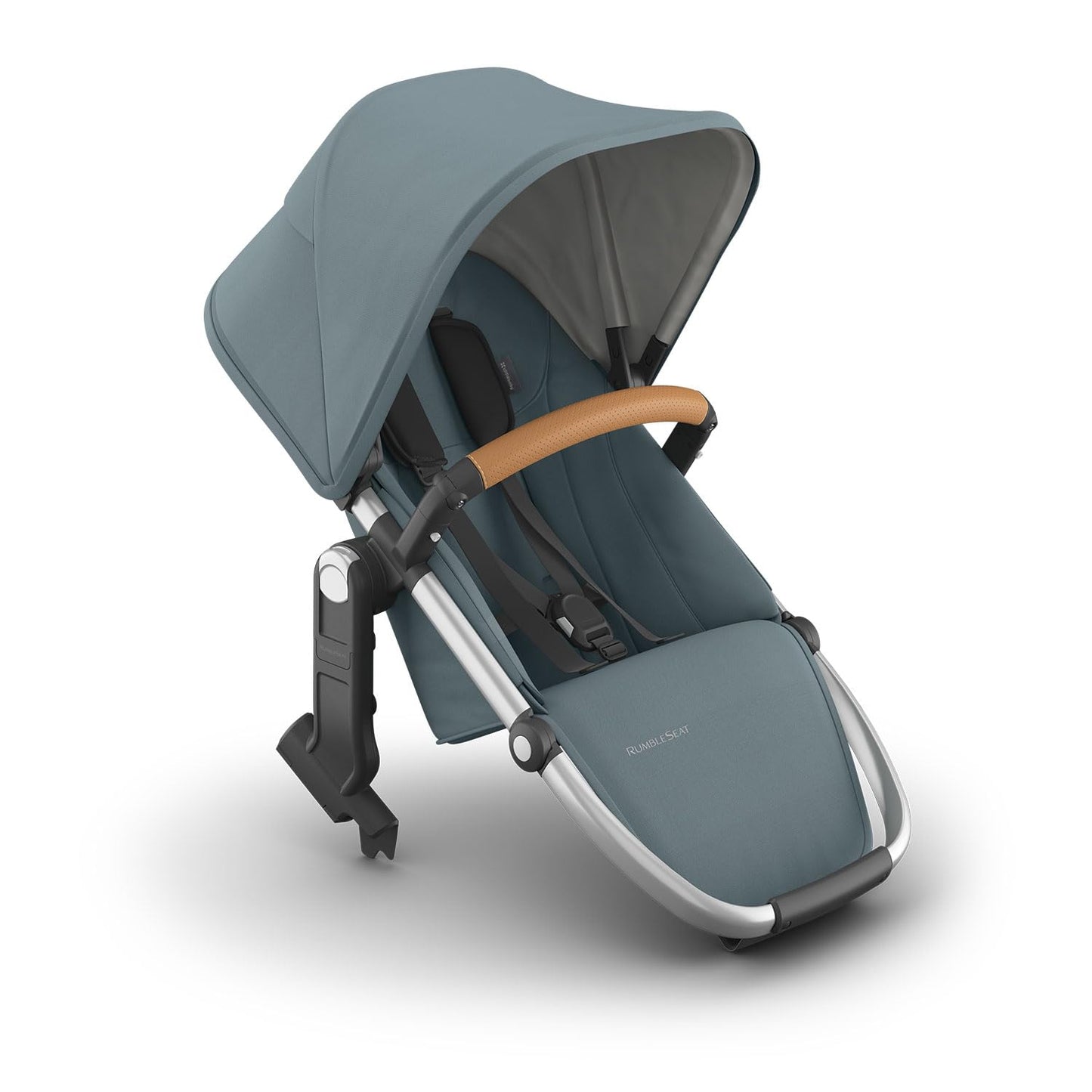 UPPAbaby RumbleSeat V3 all-weather second seat for Vista V2/V3 in Declan oatmeal with silver frame and chestnut leather, magnetic buckle
