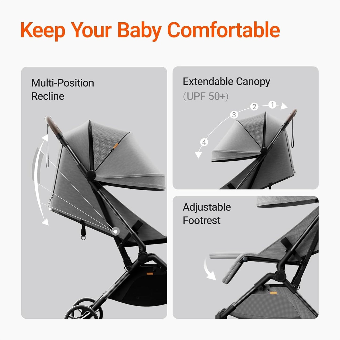 My Store MAMAZING Ultra Air lightweight baby travel stroller with carbon fiber frame, compact design, one-handed fold, suitable for toddlers.