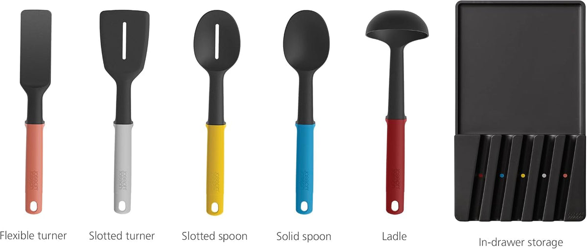 Joseph Joseph Elevate Utensil & Knife 10-piece Set, in Drawer Utensils Organisation Storage, Black/Multicolour — image 4