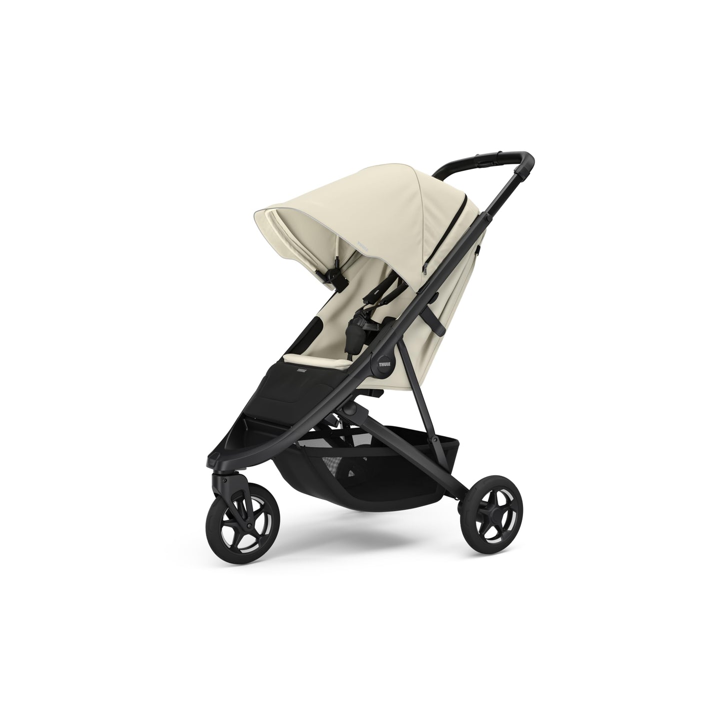 My Store Thule Spring 2 single child stroller with ventilated canopy, adjustable handlebar, lightweight design, and compact fold.