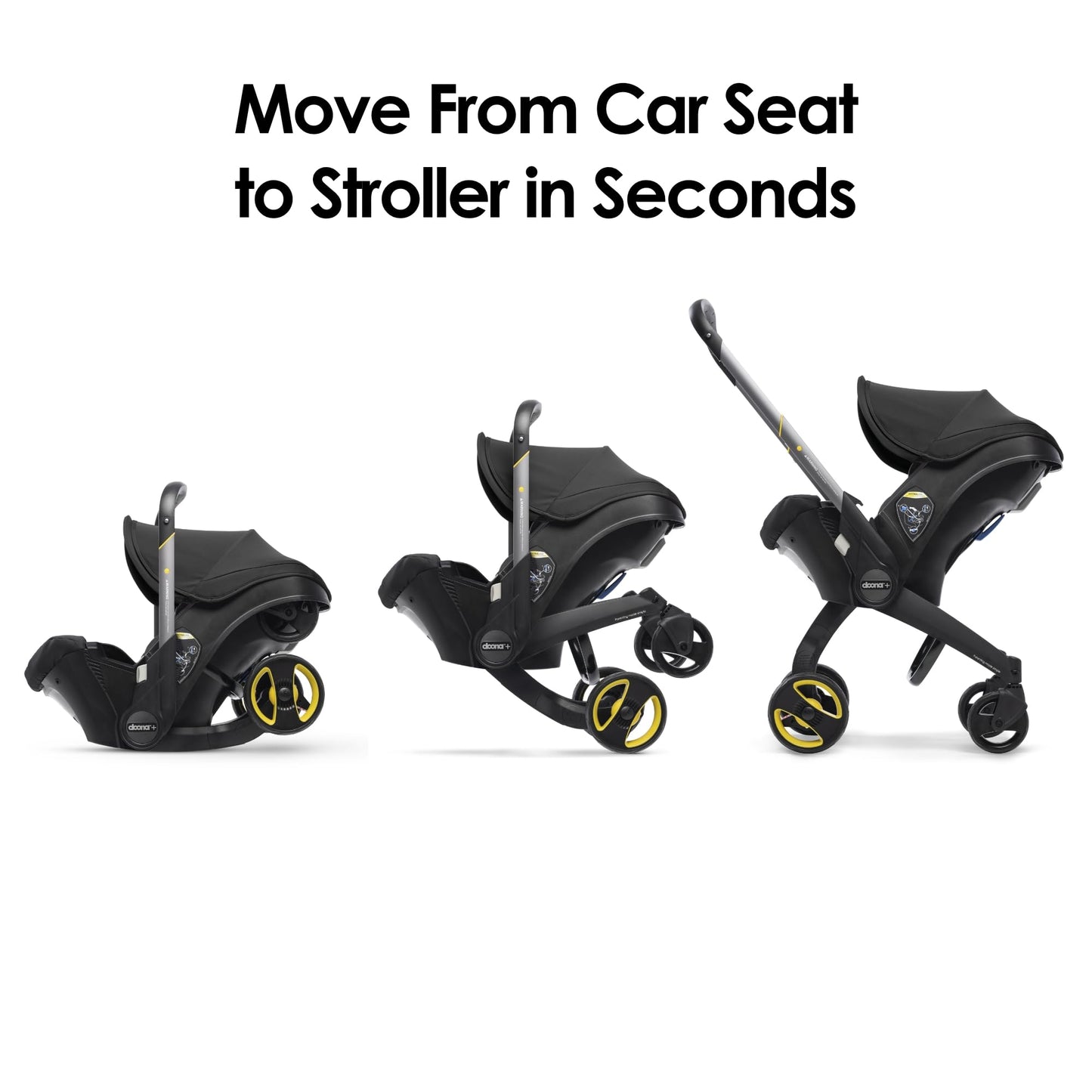 Doona all-in-one travel system with slate green car seat and stroller, compact design and adjustable features for easy travel.
