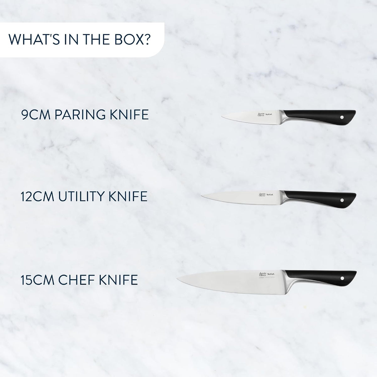 Tefal Jamie Oliver 3-Piece Kitchen Knife Set, Chef, Utility, Paring — image 2