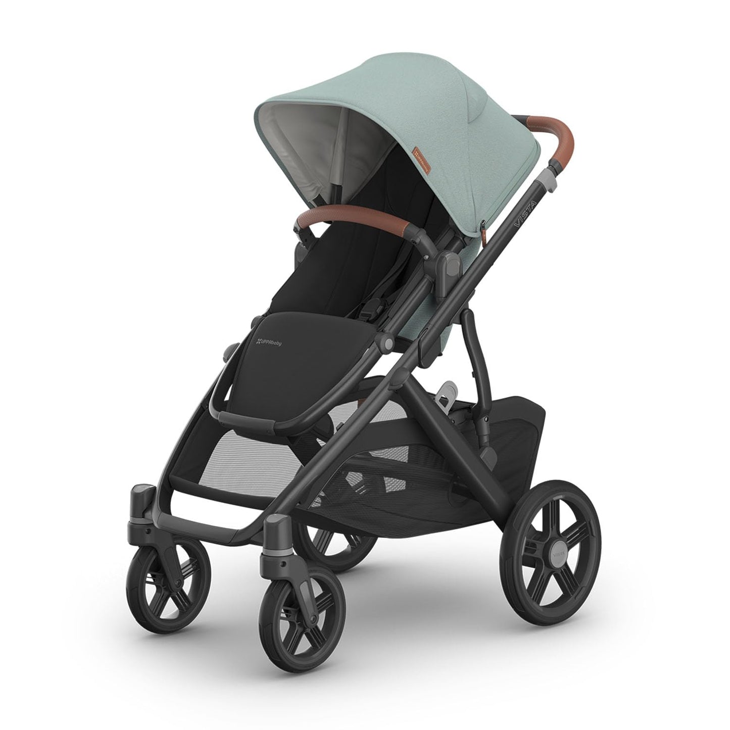 UPPAbaby Vista V3 convertible stroller for baby and toddler, with all-wheel suspension and large storage basket in charcoal frame