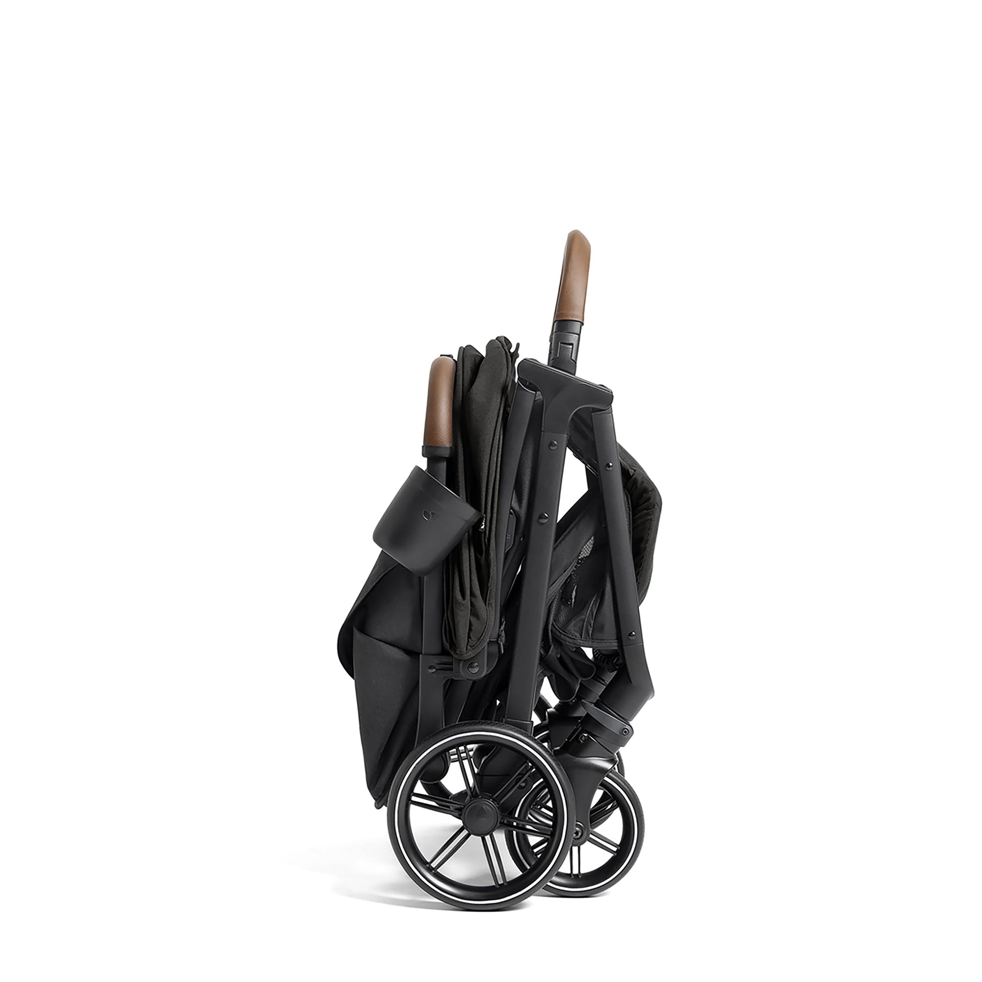 Joie Nutmeg compact stroller in shale color, lightweight design with one-hand fold, suitable for easy travel and daily use.