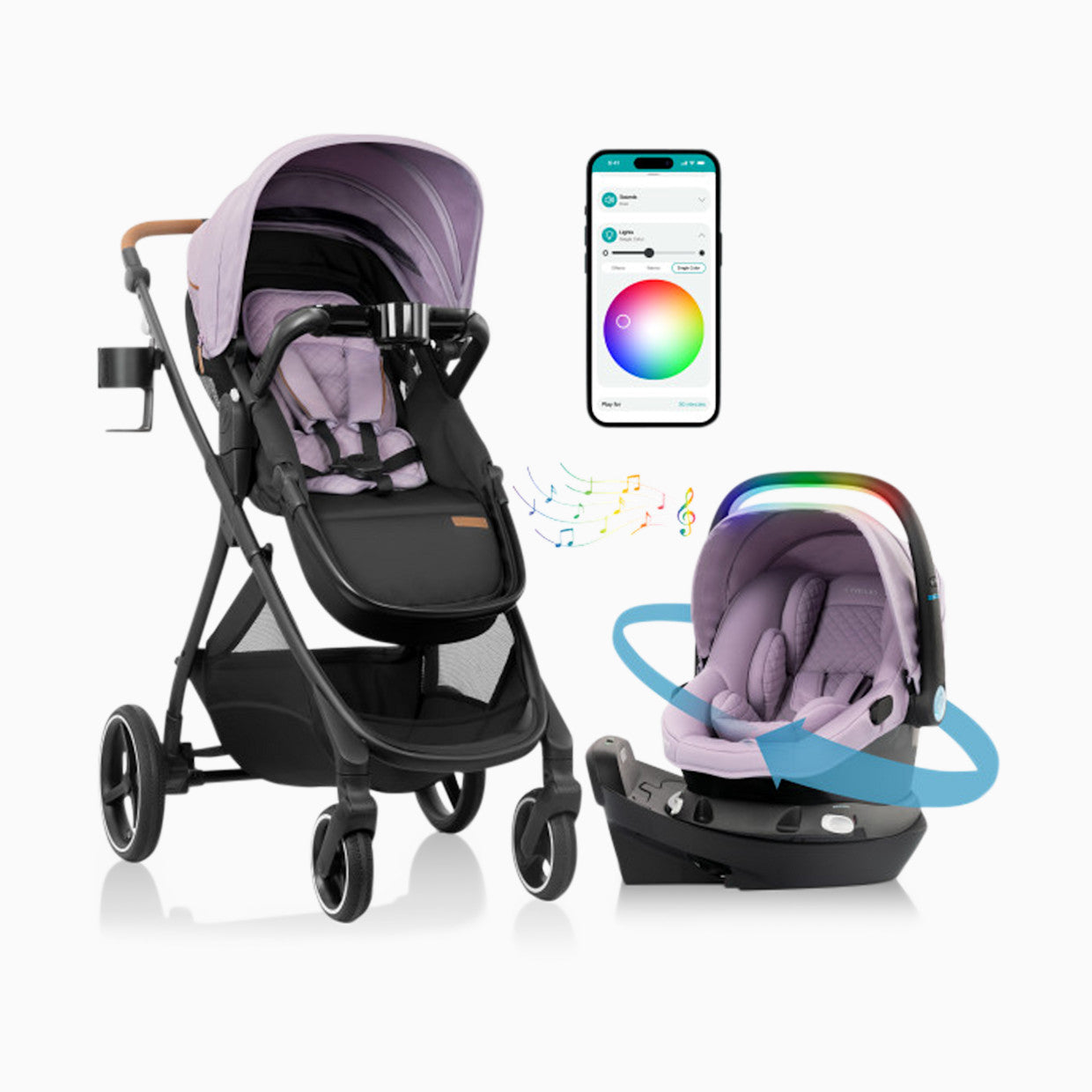 Evenflo Shyft Intuiti+ Travel System Featuring Revolve180 LiteMax NXT With SensorySoothe - Ultra Smooth Maneuverability