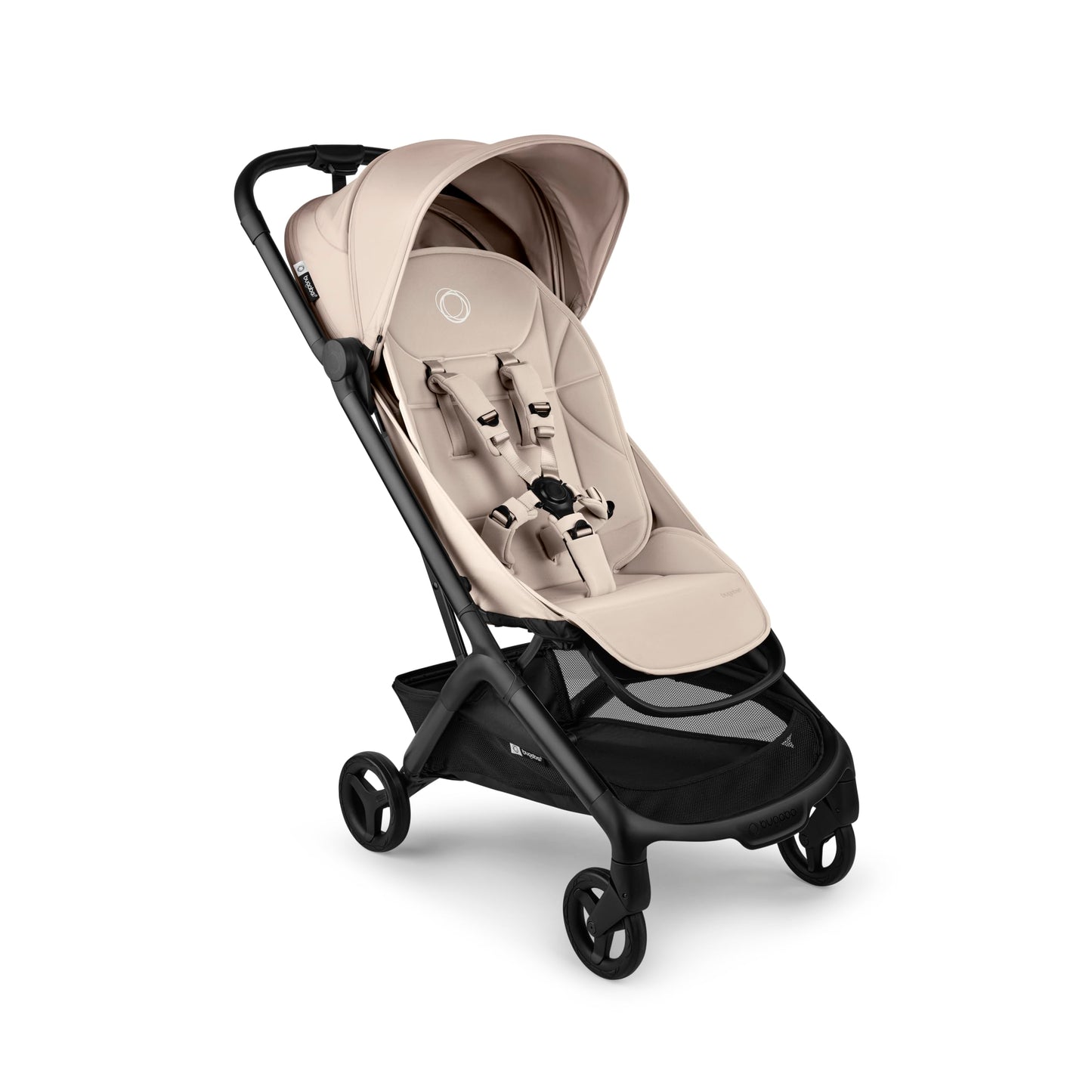 Bugaboo Butterfly 2 travel stroller in black, ultra-compact fold, lightweight design, airplane-friendly for easy travel.